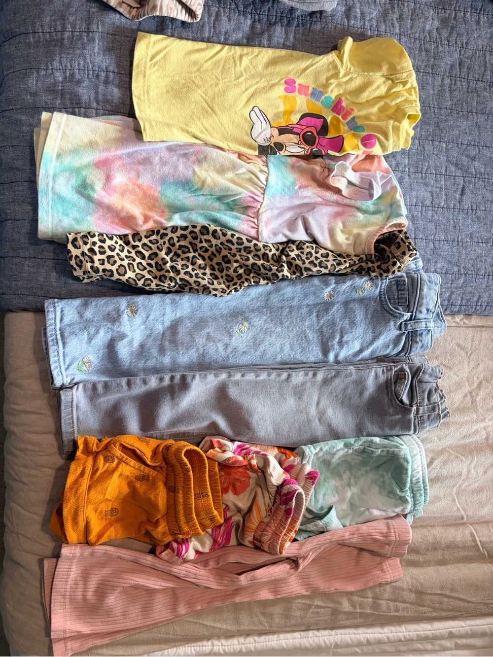Girls Mixed Clothing Bundle - Yellow Graphic Tee, Tie-Dye Romper & More